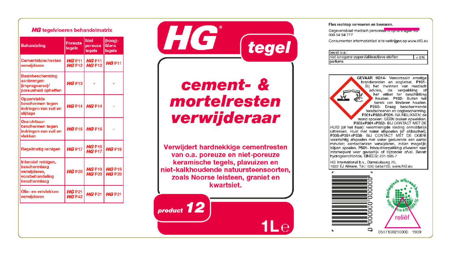 Tegel Cementresten Verwijderaar Productnr. afbeelding van document #1, etiket